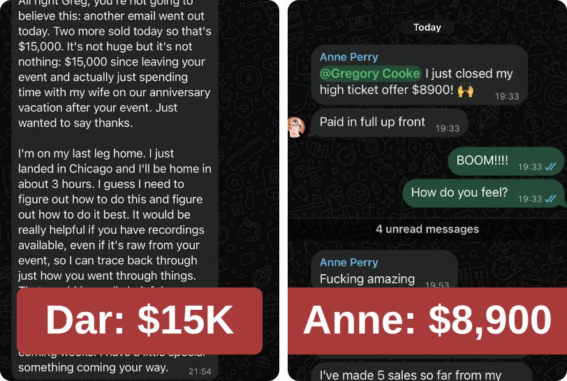 Real client messages from Dar Holdsworth and Anne Perry