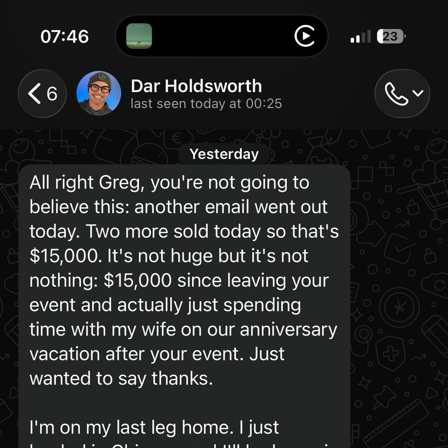 Dar Holdsworth: two more sold today so that's $15,000