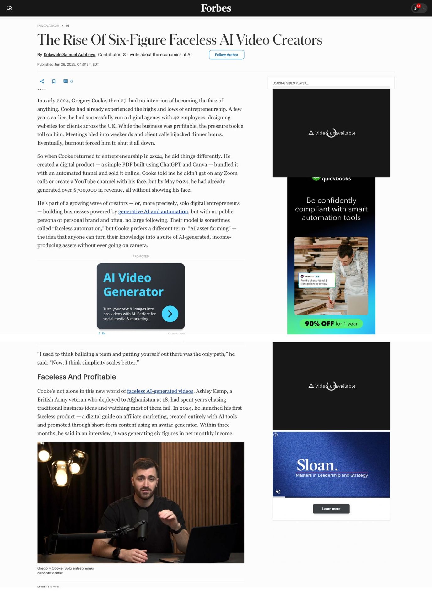 Forbes article featuring Gregory Cooke