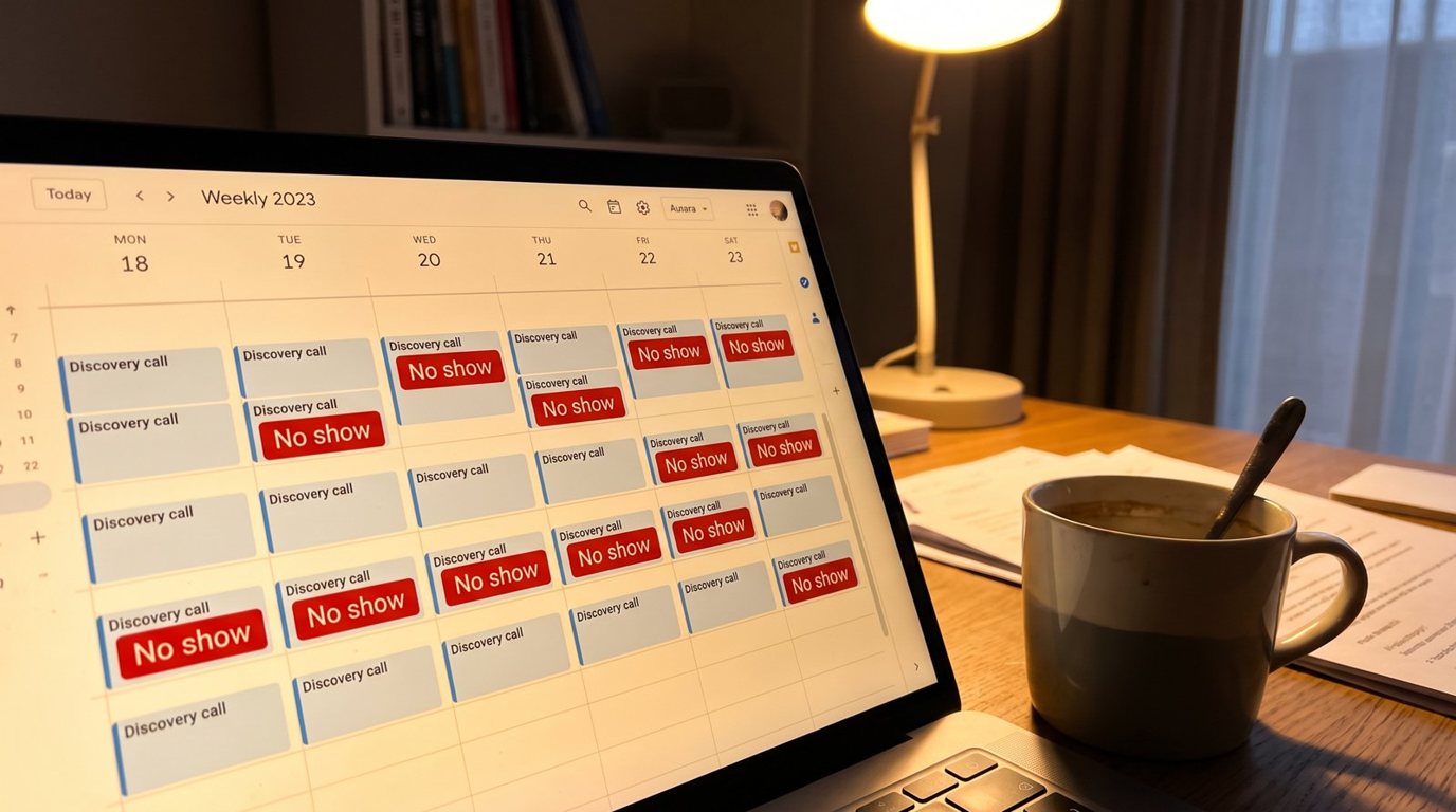 Calendar full of discovery calls, half marked no show