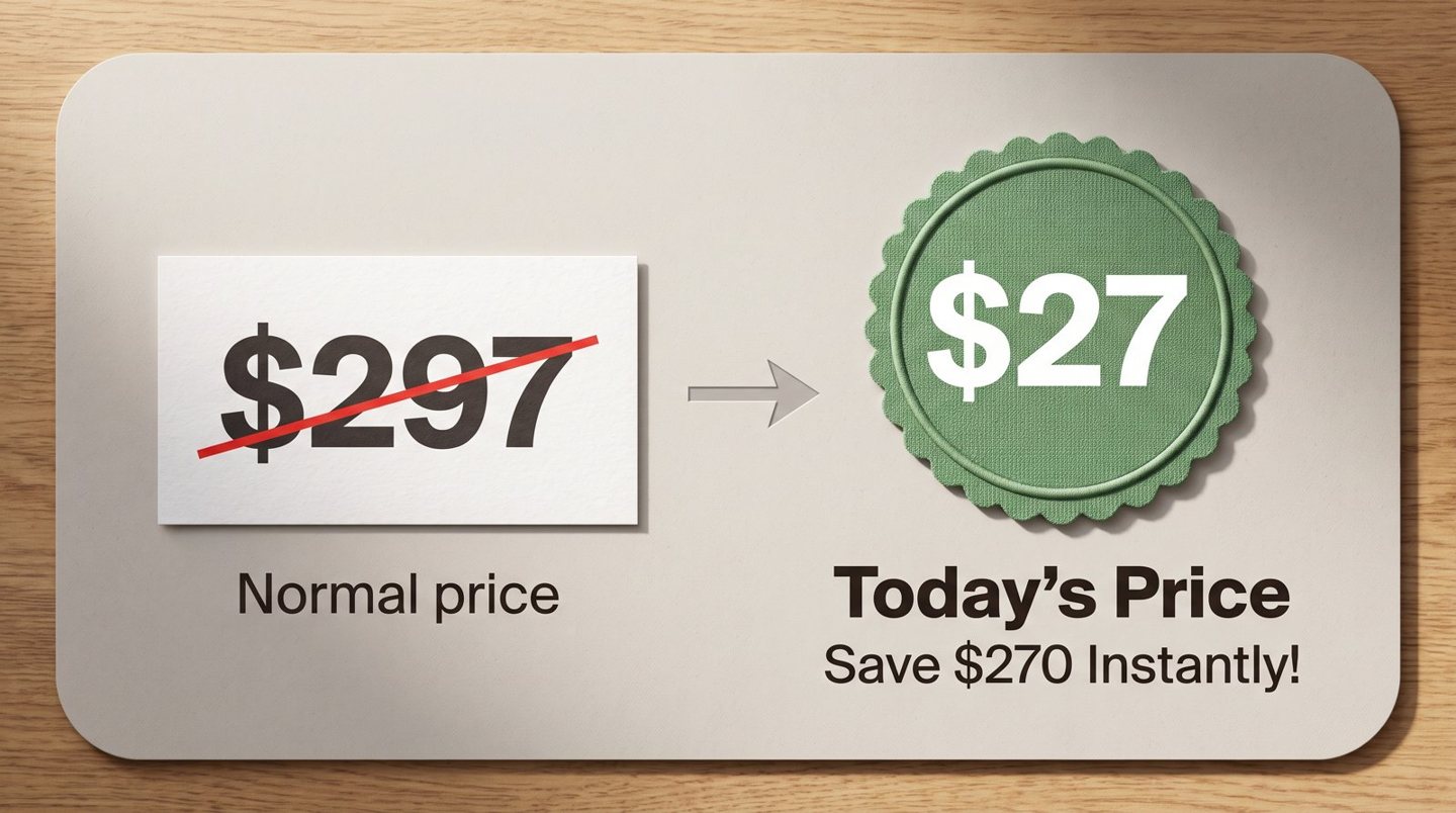 Normal $297, today $27, save $270