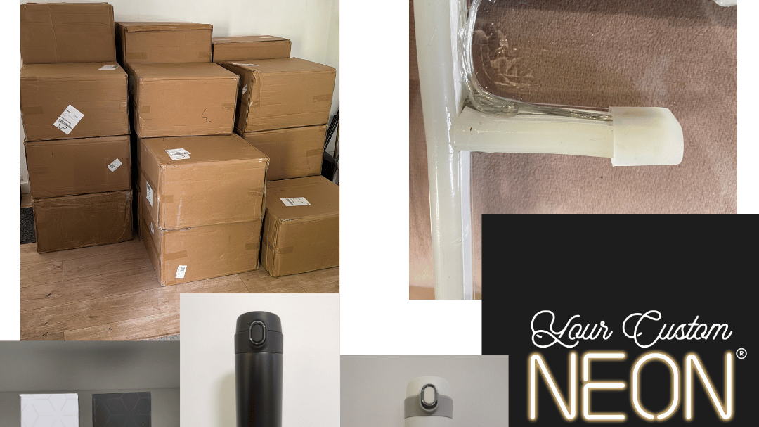 Boxes of stock from Greg's failed e-commerce years