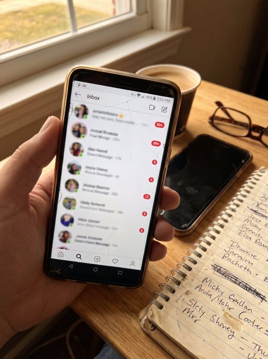 Phone inbox full of DM conversations