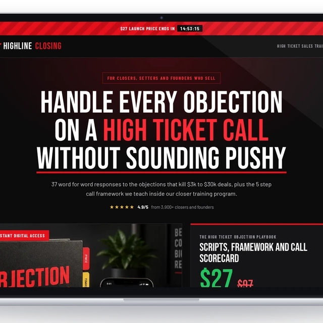 Example $27 front door page for a sales trainer