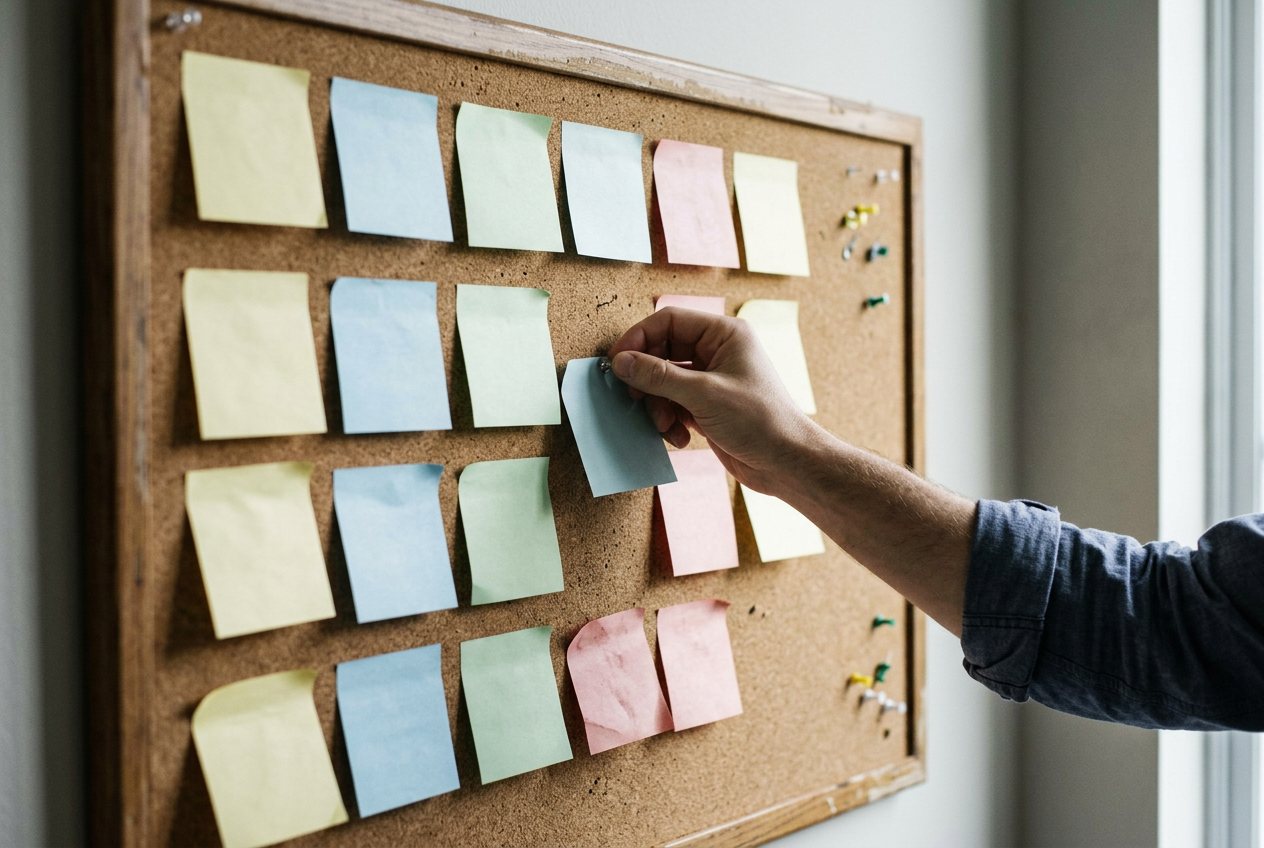 Mapping one story across four weekly themes keeps the content from repeating.