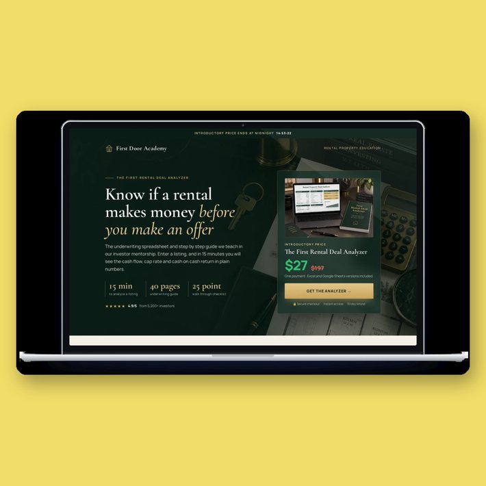 Done for you $27 front door sales page template