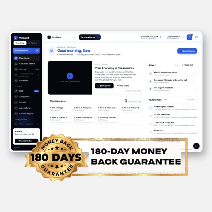 180 day money back guarantee