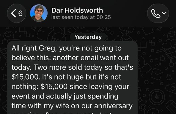 Dar Holdsworth: two more sold today so that's $15,000
