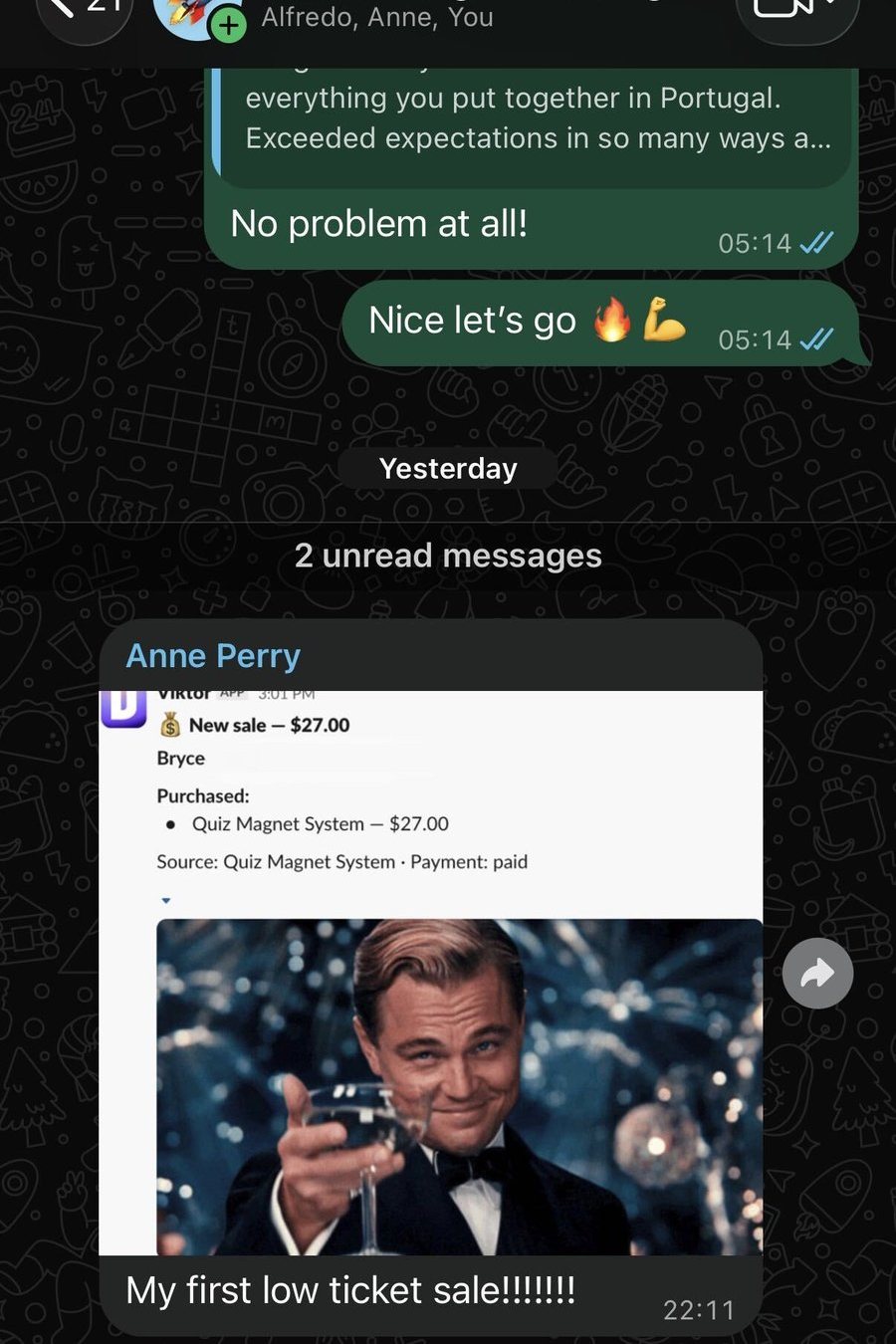 Anne Perry: my first low ticket sale, $27.00 new sale notification
