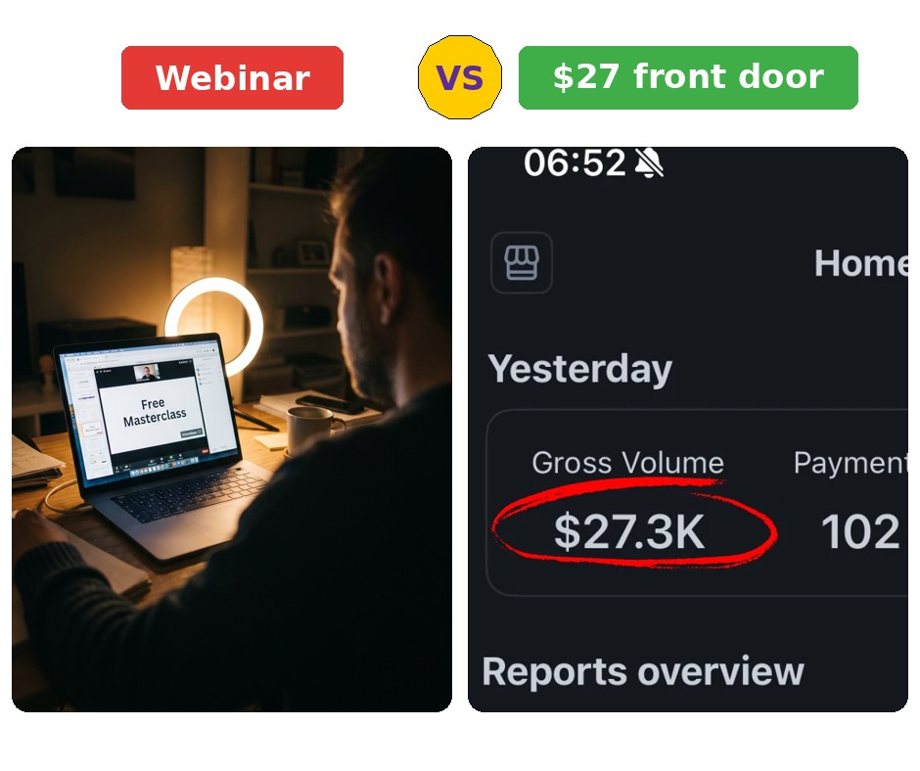 Webinar vs $27 front door