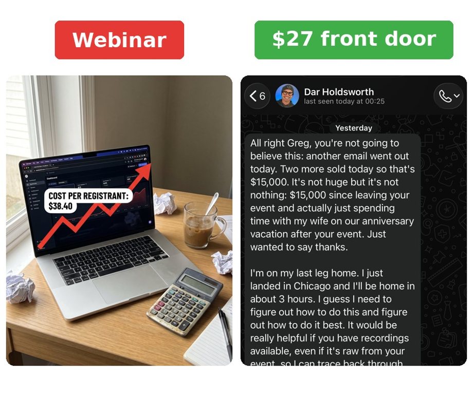 Webinar ad costs vs front door sales